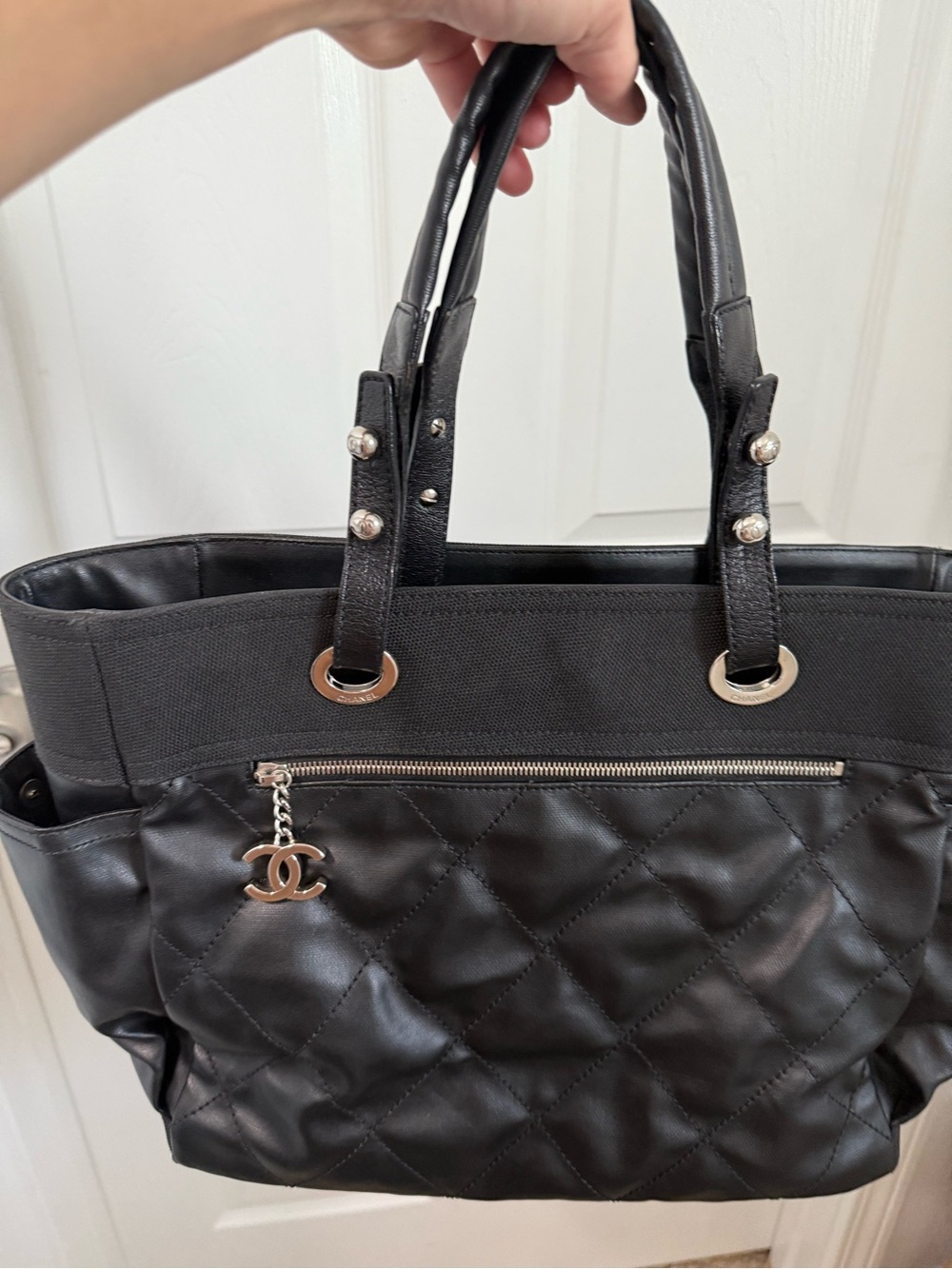 Chanel Large Beautiful Black Quilted Biarritz GM Tote Bag - Picture 7 of 13